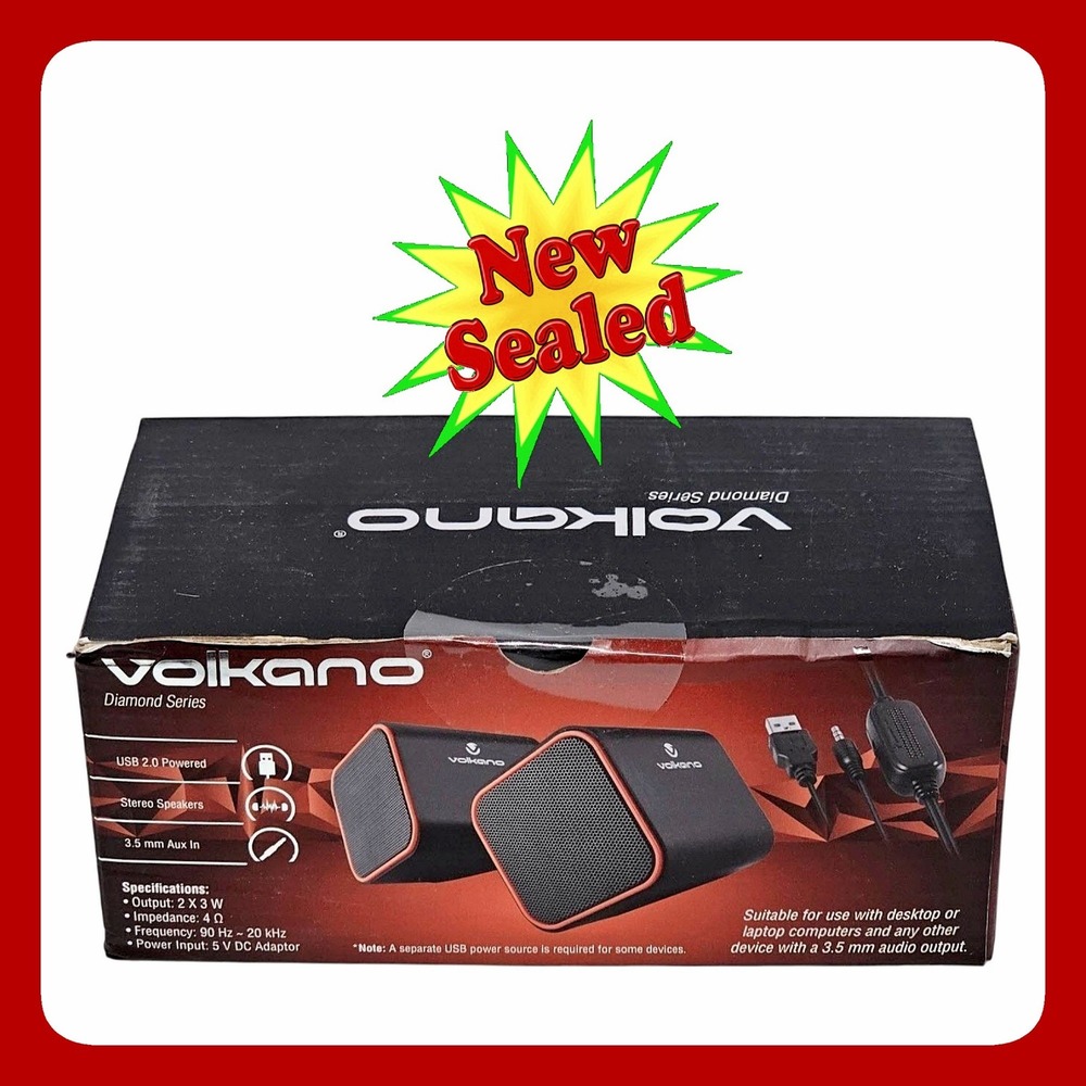 Volkano Diamond Series Stereo Speakers USB‎ 2.0 Wired 3.5mm Aux Desktop Tech NWT
